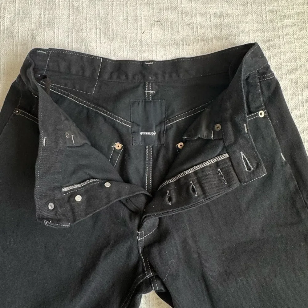 Assembly Black Denim Jeans Button Fly Side Zipper Gorpcore - Picture 6 of 11